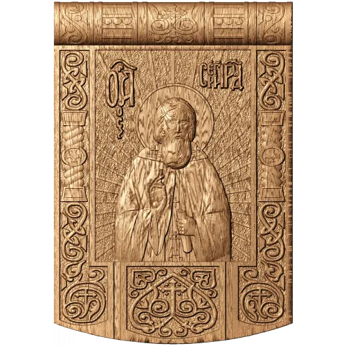 Резная икона-панель «Сергий Радонежский» - деревянный декор на заказ