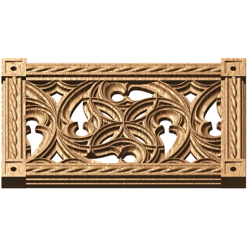 Резная деревянная решётка из дуба - декоративная панель с розеткой